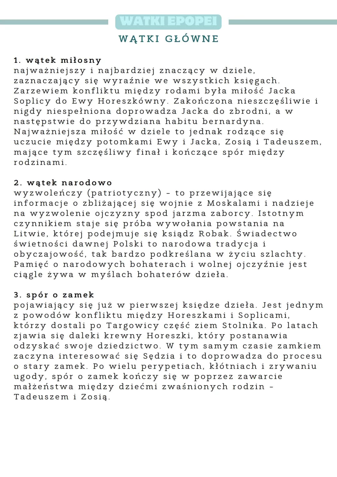 PAN
TADEUSZ
GENEZA
Główną inspiracją do napisania "Pana Tadeusza" była
klęska powstania listopadowego. Utwór przedstawiając
walki doby napol