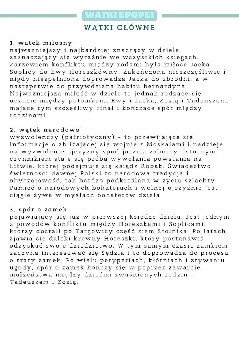 PAN
TADEUSZ
GENEZA
Główną inspiracją do napisania "Pana Tadeusza" była
klęska powstania listopadowego. Utwór przedstawiając
walki doby napol