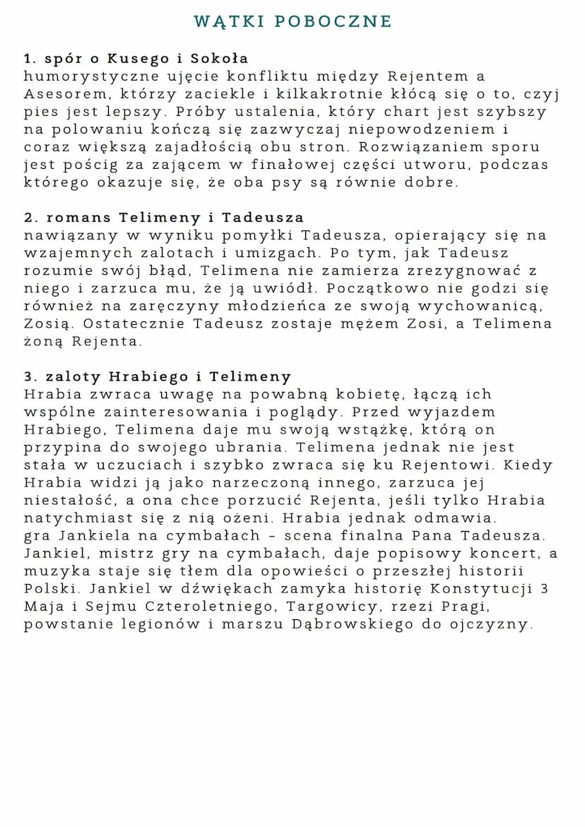PAN
TADEUSZ
GENEZA
Główną inspiracją do napisania "Pana Tadeusza" była
klęska powstania listopadowego. Utwór przedstawiając
walki doby napol