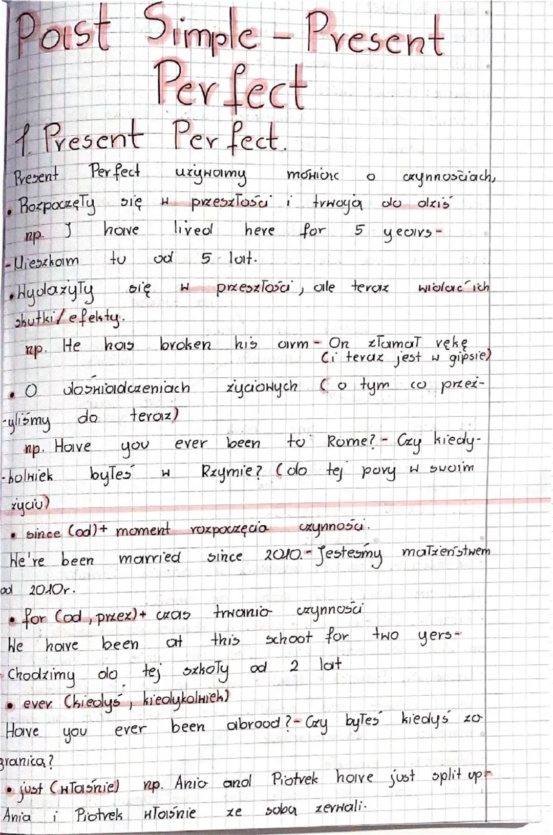 Past Simple - Present
Perfect
1 Present Perfect.
Present Perfect
Rozpoczęły się
и
пр. J
-Mieszkoim
tu
•HyolaxyTy
się
W
shutki/ efekty.
пр. H