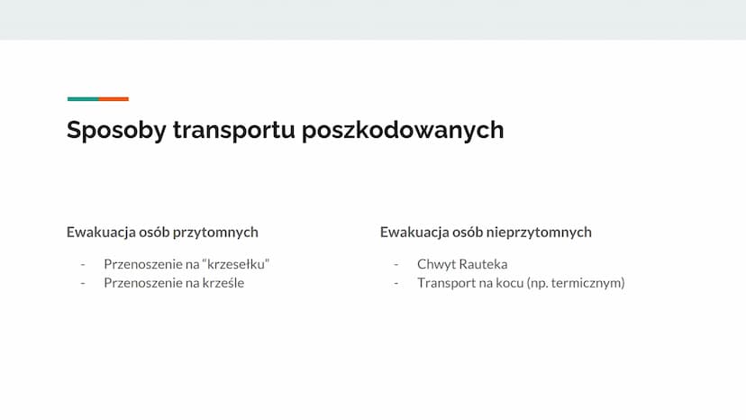 Podstawy pierwszej pomocy
Amelia Kowalewska I AK Podstawowe wiadomości z zakresu pierwszej pomocy
Pierwsza pomoc zespół czynności podejmowan