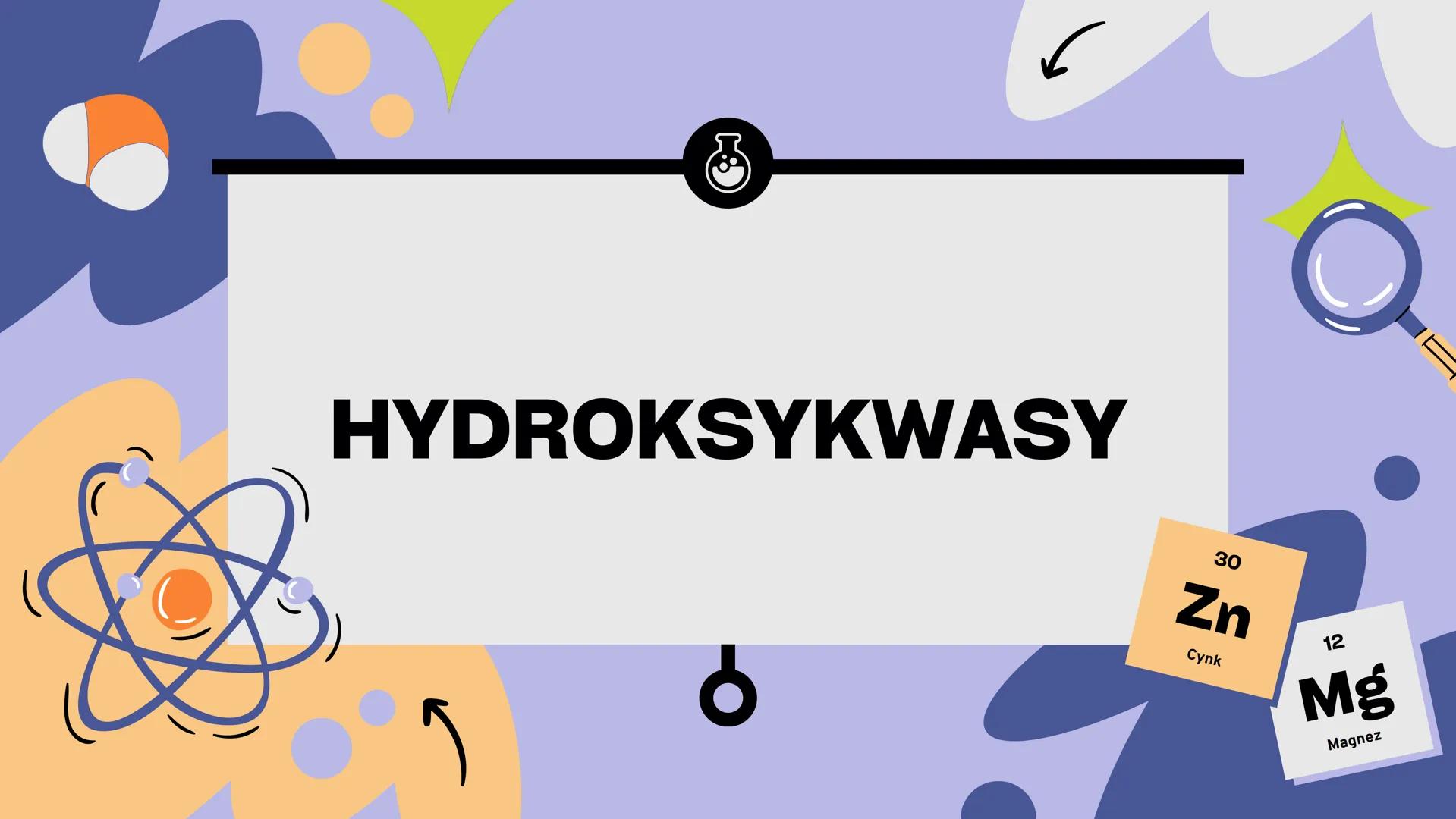 # HYDROKSYKWASY

30

Zn

Cynk

12

Mg

Magnez # Cele prezentacji:

• Przedstawienie budowy oraz podziału hydroksykwasów wraz z zasadami ich
