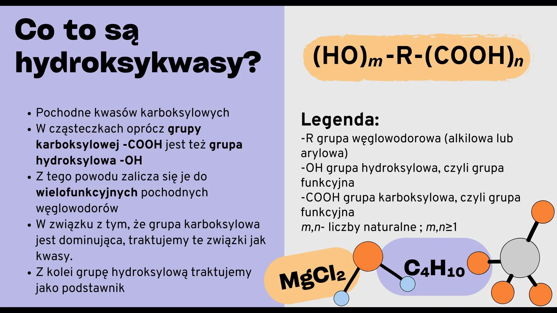 # HYDROKSYKWASY

30

Zn

Cynk

12

Mg

Magnez # Cele prezentacji:

• Przedstawienie budowy oraz podziału hydroksykwasów wraz z zasadami ich
