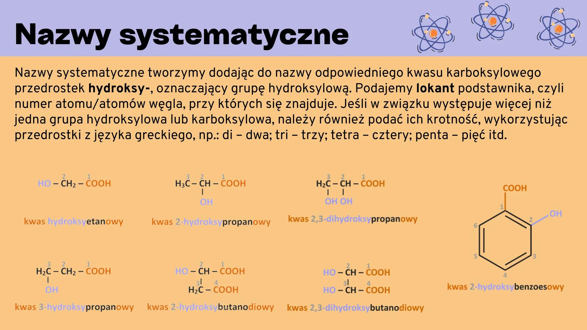 # HYDROKSYKWASY

30

Zn

Cynk

12

Mg

Magnez # Cele prezentacji:

• Przedstawienie budowy oraz podziału hydroksykwasów wraz z zasadami ich
