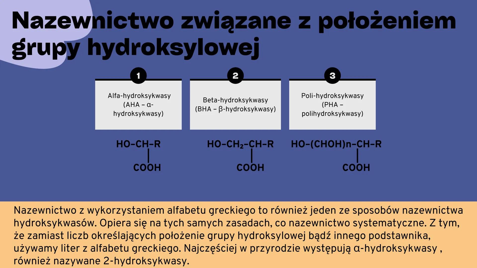 # HYDROKSYKWASY

30

Zn

Cynk

12

Mg

Magnez # Cele prezentacji:

• Przedstawienie budowy oraz podziału hydroksykwasów wraz z zasadami ich
