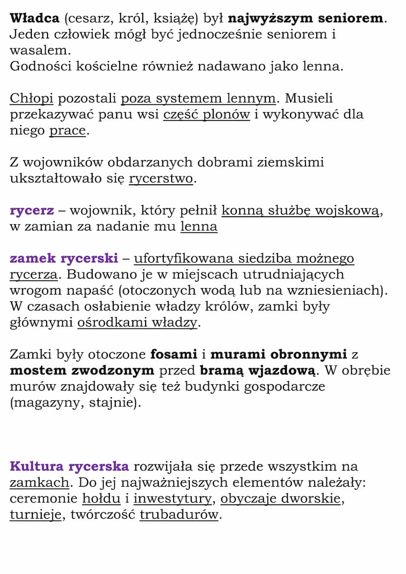 Społeczeństwo, władza i
kultura średniowiecznej
Europy
Cały dział
(WSiP, kl 5, dział V)
Rycerstwo i system lenny
System lenny – system, któr