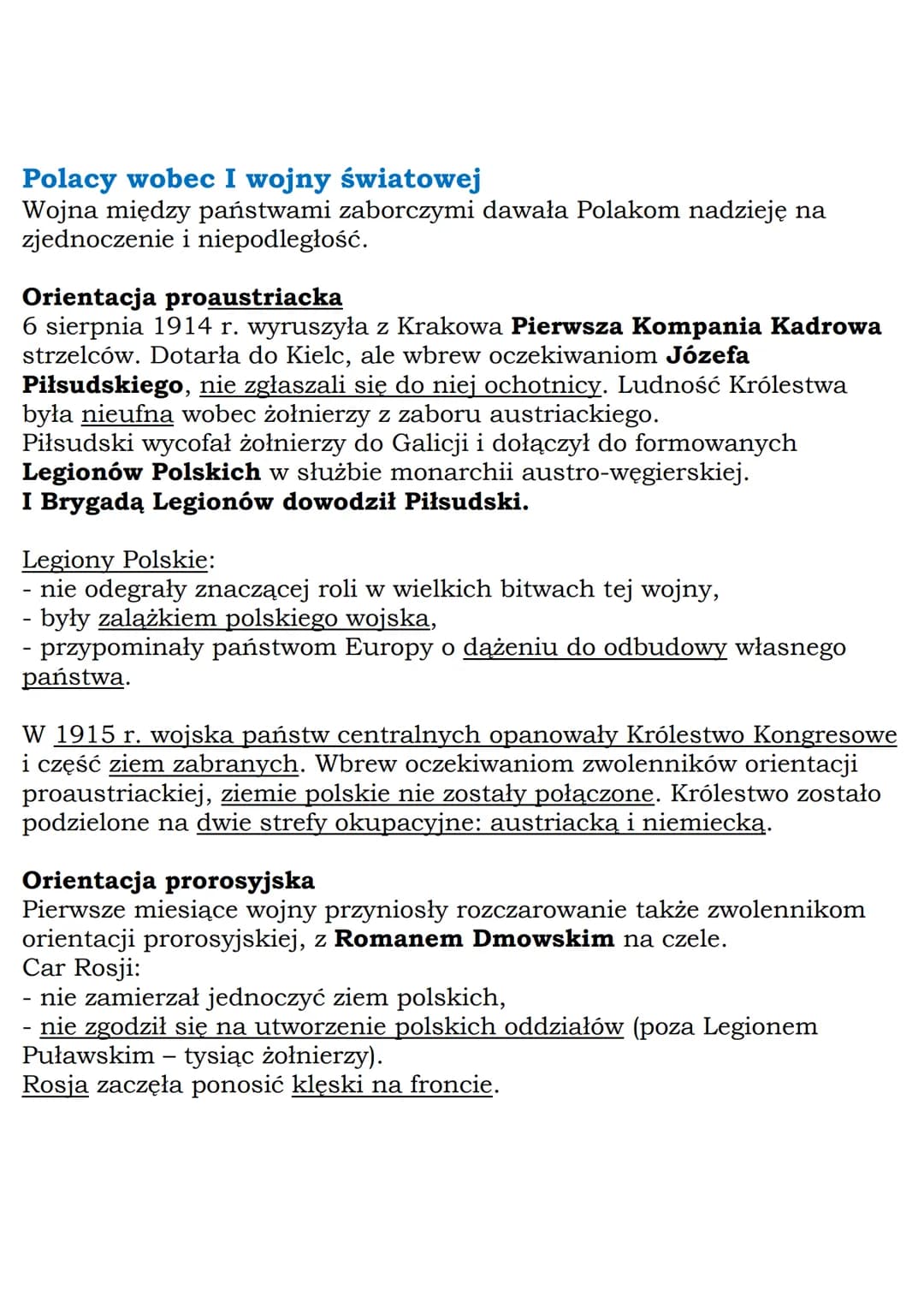 --- OCR Start ---
MZ_LEARNING_KNOW
O wolną Polskę
Klasa 7, Historia, GWO
1907 - klęska rewolucji 1905 г.
1914 - sierpień - utworzenie Legion