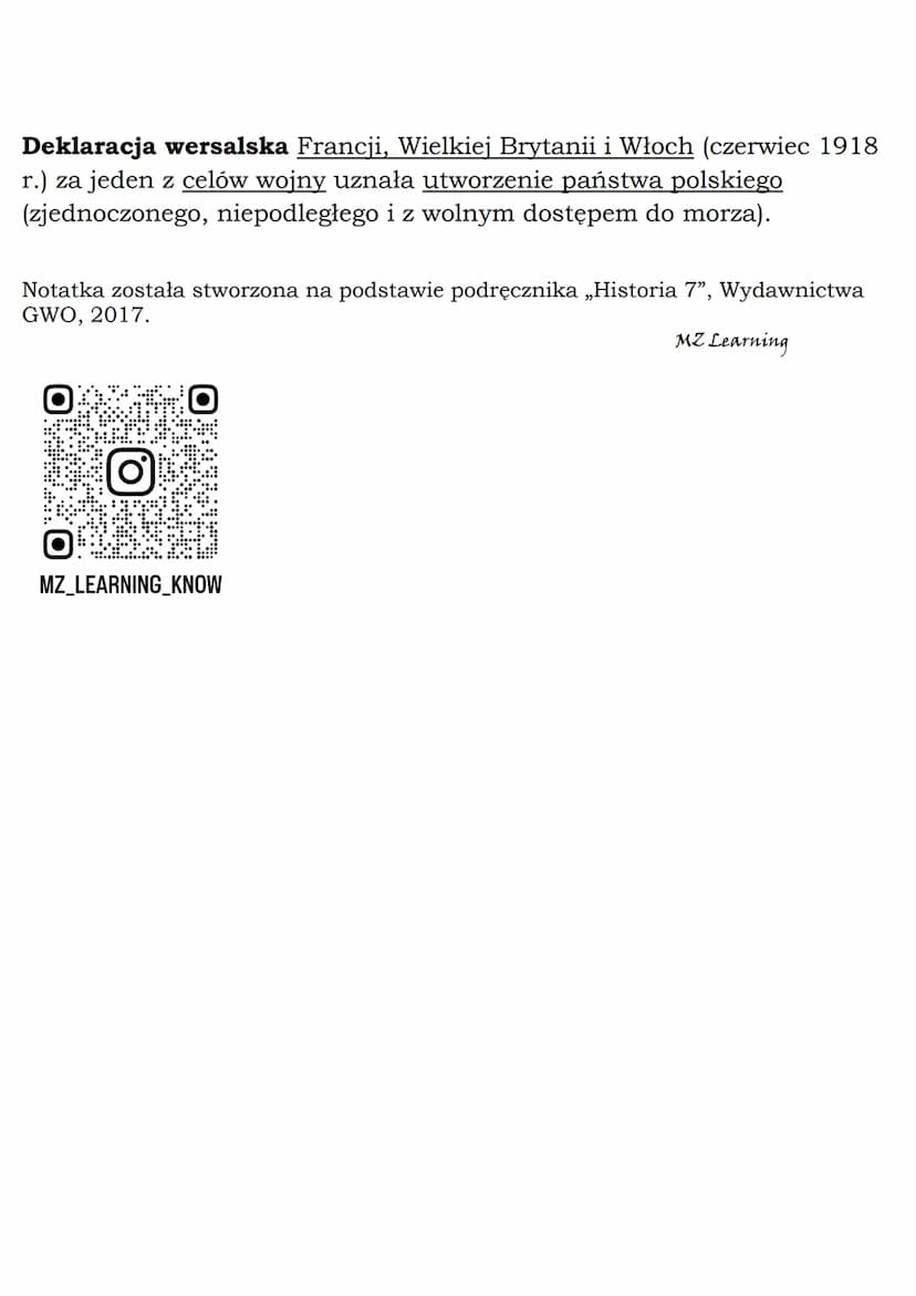 --- OCR Start ---
MZ_LEARNING_KNOW
O wolną Polskę
Klasa 7, Historia, GWO
1907 - klęska rewolucji 1905 г.
1914 - sierpień - utworzenie Legion