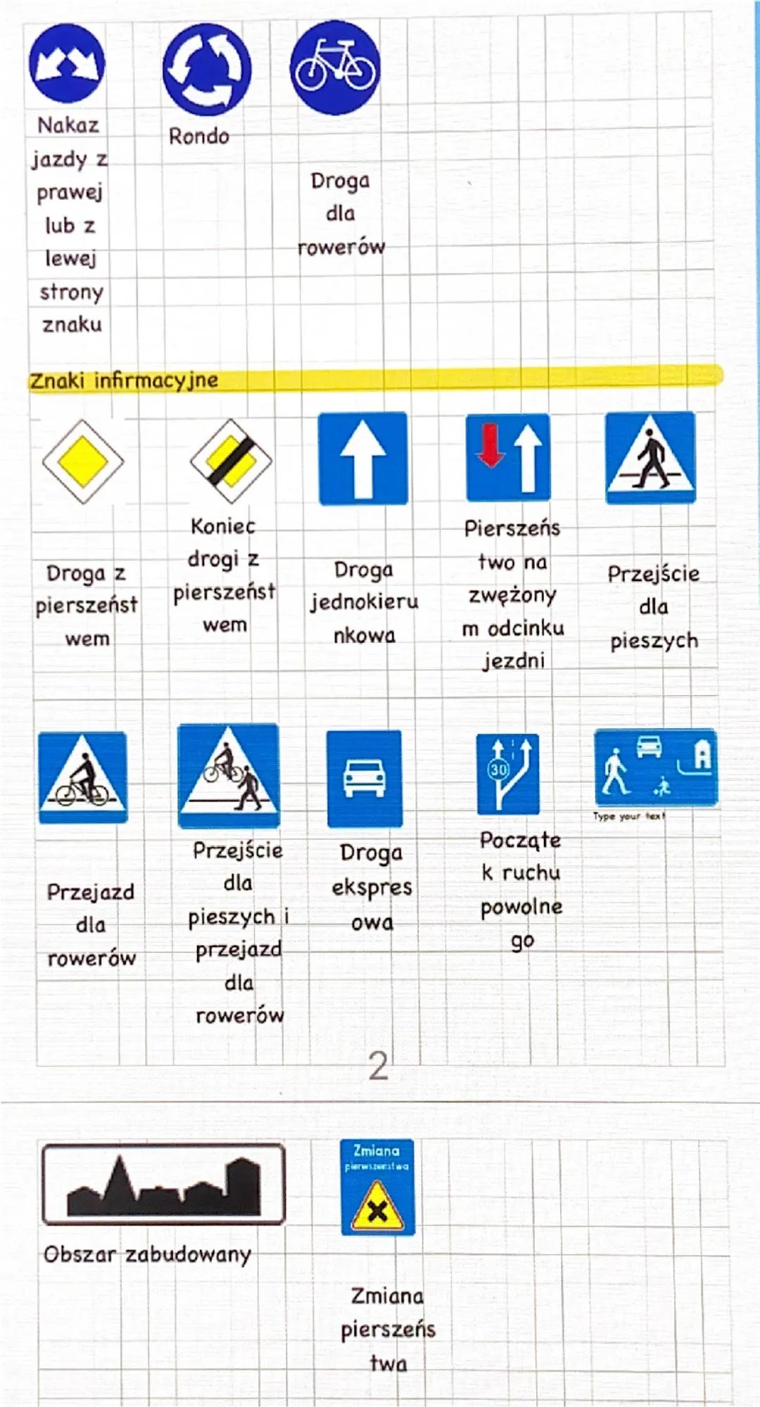 # Znaki drogowe nakazu i
informacyjne

Ogulnie

Znaków drogowych jest dużo rodzai. Dzisiaj zajmę się znakami
nakazu i informacyjnymi (nie zr