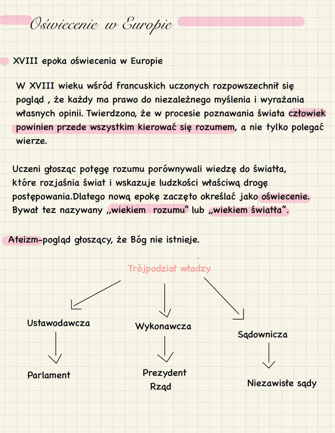 Oświecenie w Europie
XVIII epoka oświecenia w Europie
W XVIII wieku wśród francuskich uczonych rozpowszechnił się
pogląd, że każdy ma prawo 
