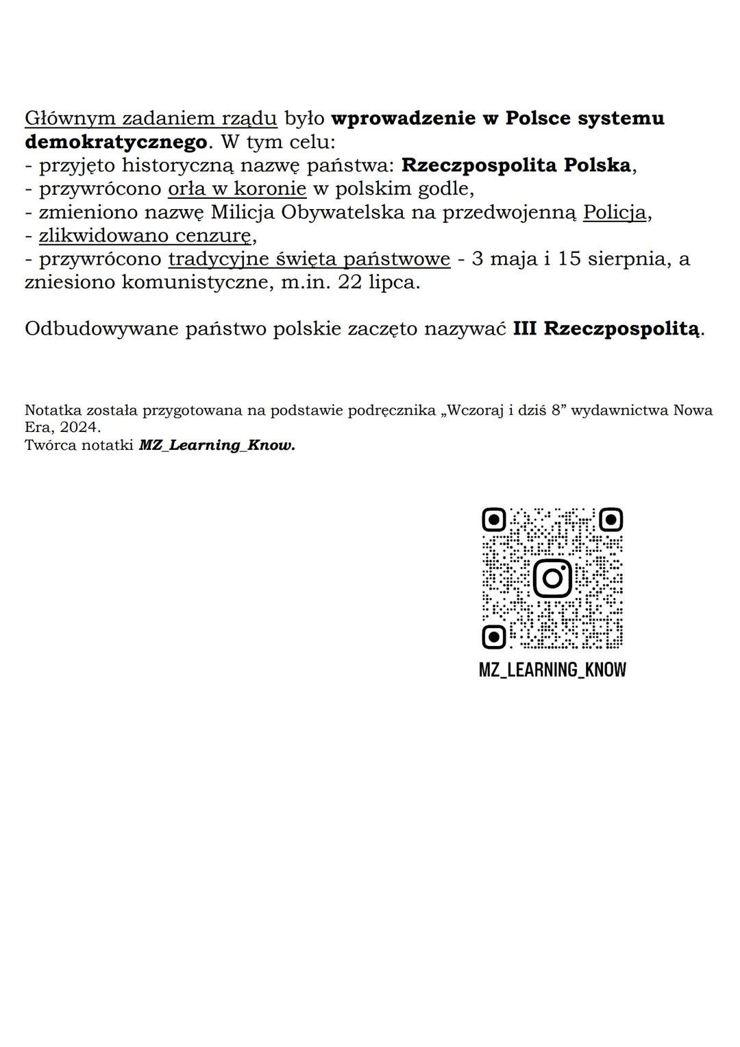 MZ_LEARNING_KNOW

Początek III Rzeczypospolitej
Klasa 8, „Wczoraj i dziś", Nowa Era

Daty do zapamiętania:
obrady Okrągłego Stołu (II-IV 198