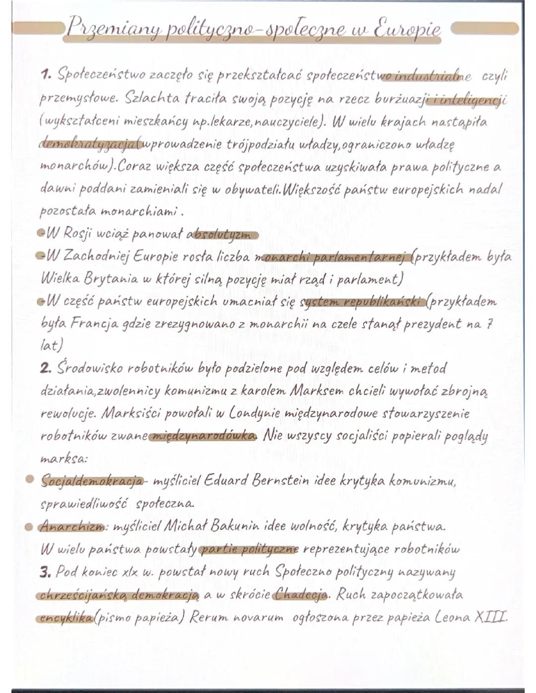 Przemiany polityczno-społeczne w Europie 