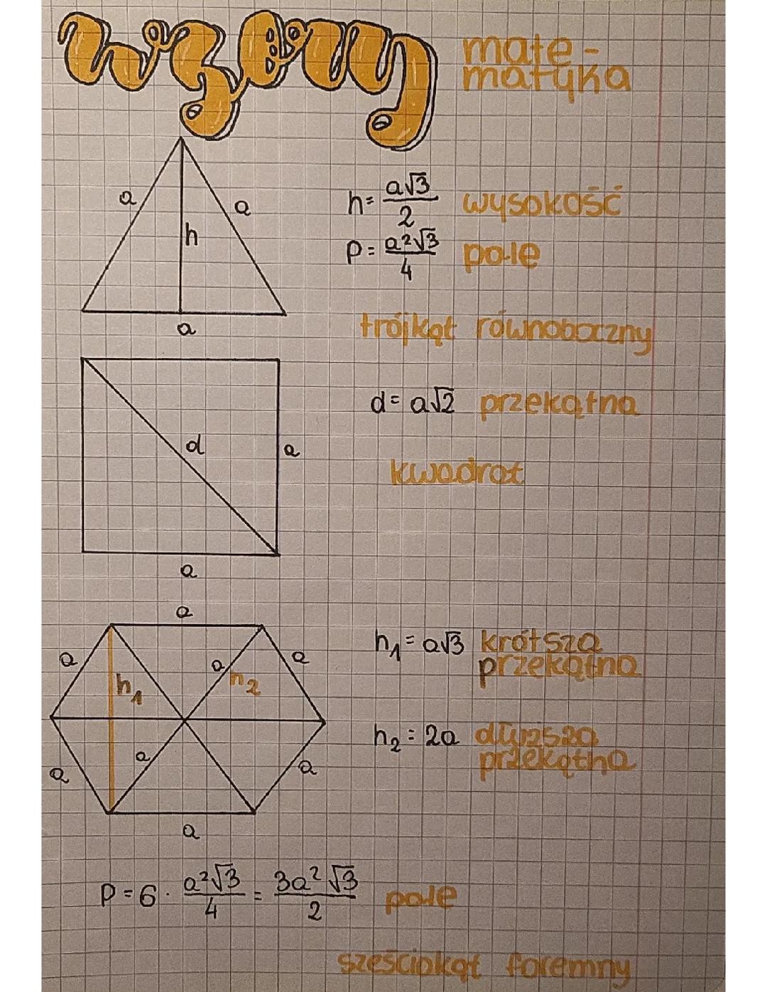 Matematyka-geometria wzory egzamin ósmoklasisty 