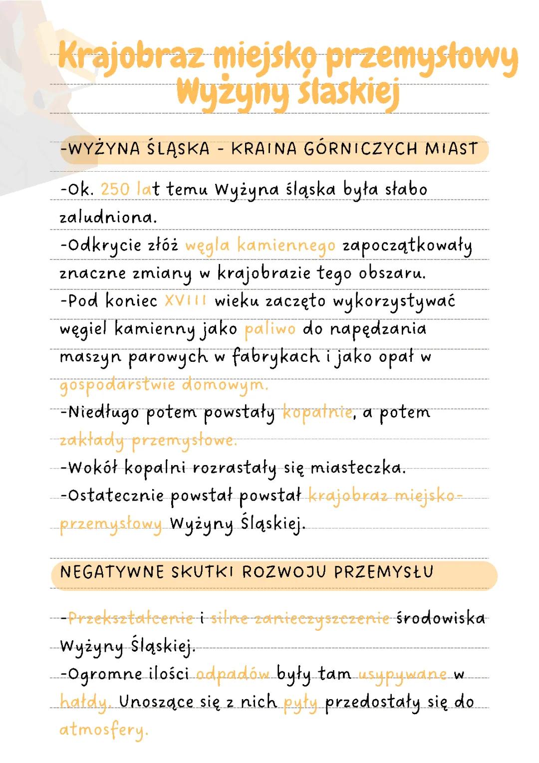 Krajobraz miejsko-przemysłowy Wyżyny Śląskiej - Klasa 5