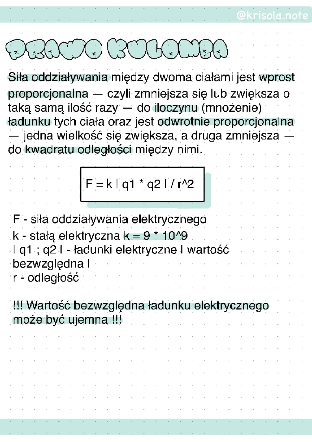 Prawo Coulomba - Wzór, Rysunek i Stała k