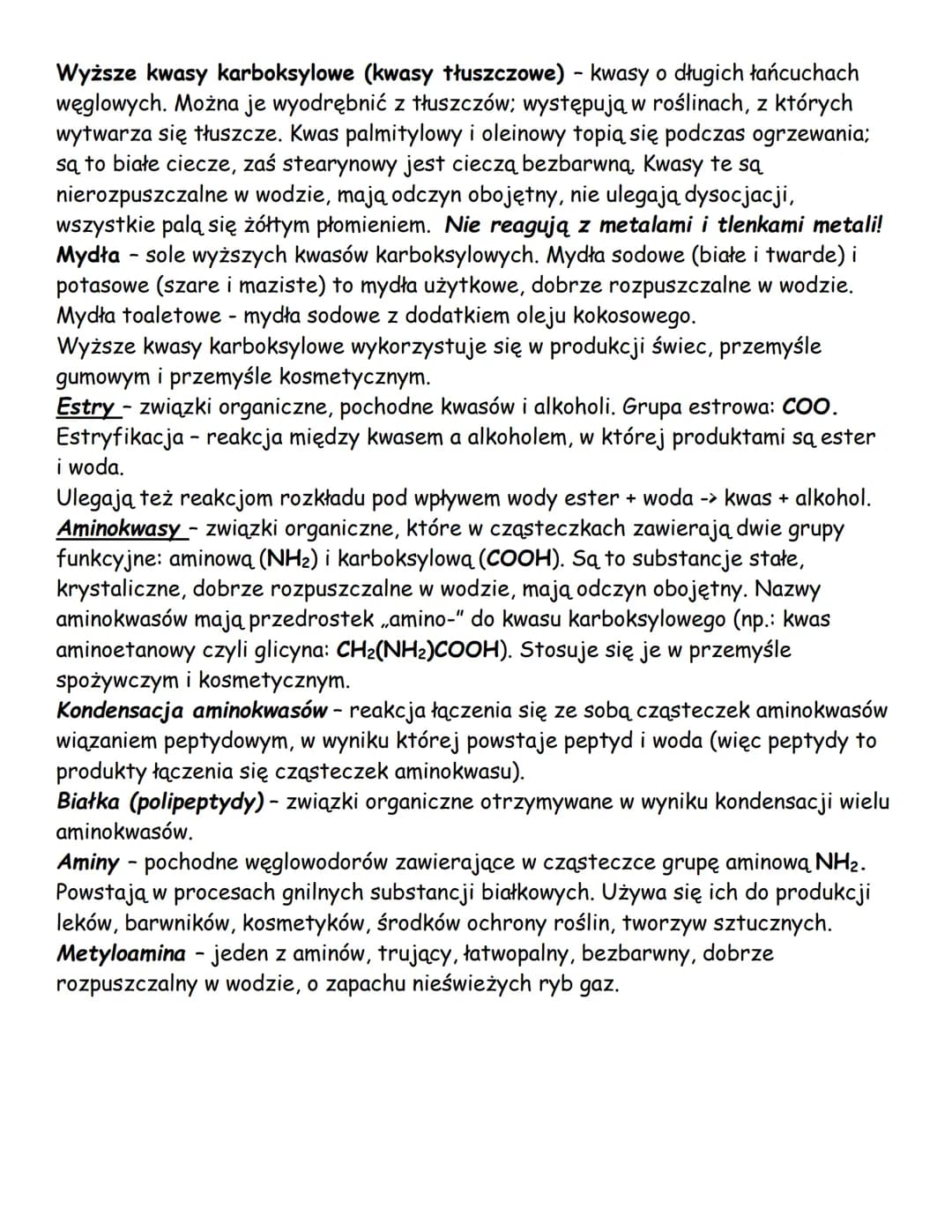 Pochodne węglowodorów
Pochodne węglowodorów dzielimy na jednofunkcyjne (alkohole, kwasy
karboksylowe, estry, aminy) oraz wielofunkcyjne (bia