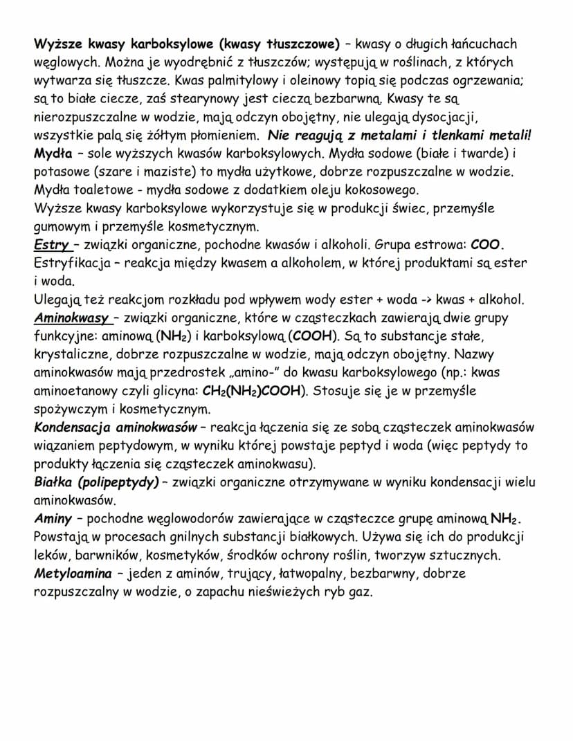 Pochodne węglowodorów
Pochodne węglowodorów dzielimy na jednofunkcyjne (alkohole, kwasy
karboksylowe, estry, aminy) oraz wielofunkcyjne (bia