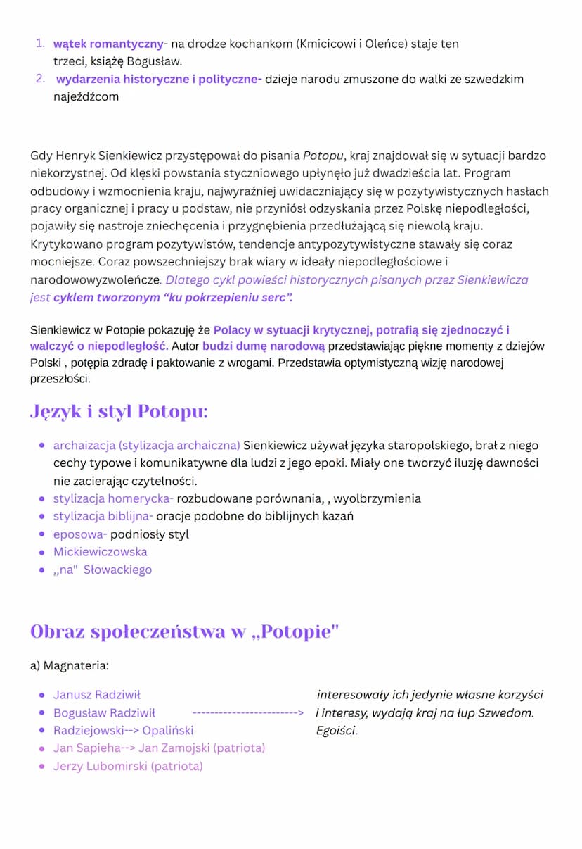 Potop
Henryk Sienkiewicz
Czas i miejsce akcji: czas najazdu szwedzkiego na ziemie Rzeczypospolitej w latach 1655-1657.
Wydarzenia przedstawi