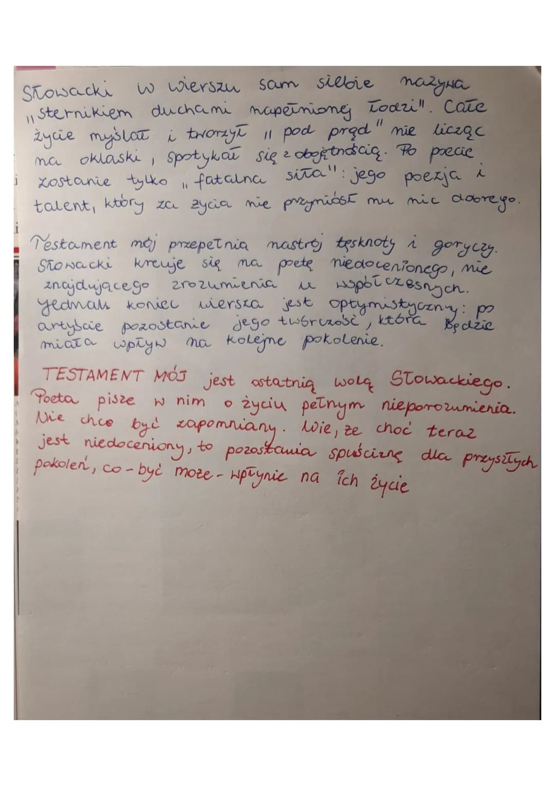 TESTAMENT MÓJ
Poeta: Juliusz Słowacki
motywy literackie
- duchy, zaświaty
polskość, Polska
- Sztuka
→ śmierd
Utwór jest poetyckim podsumowan