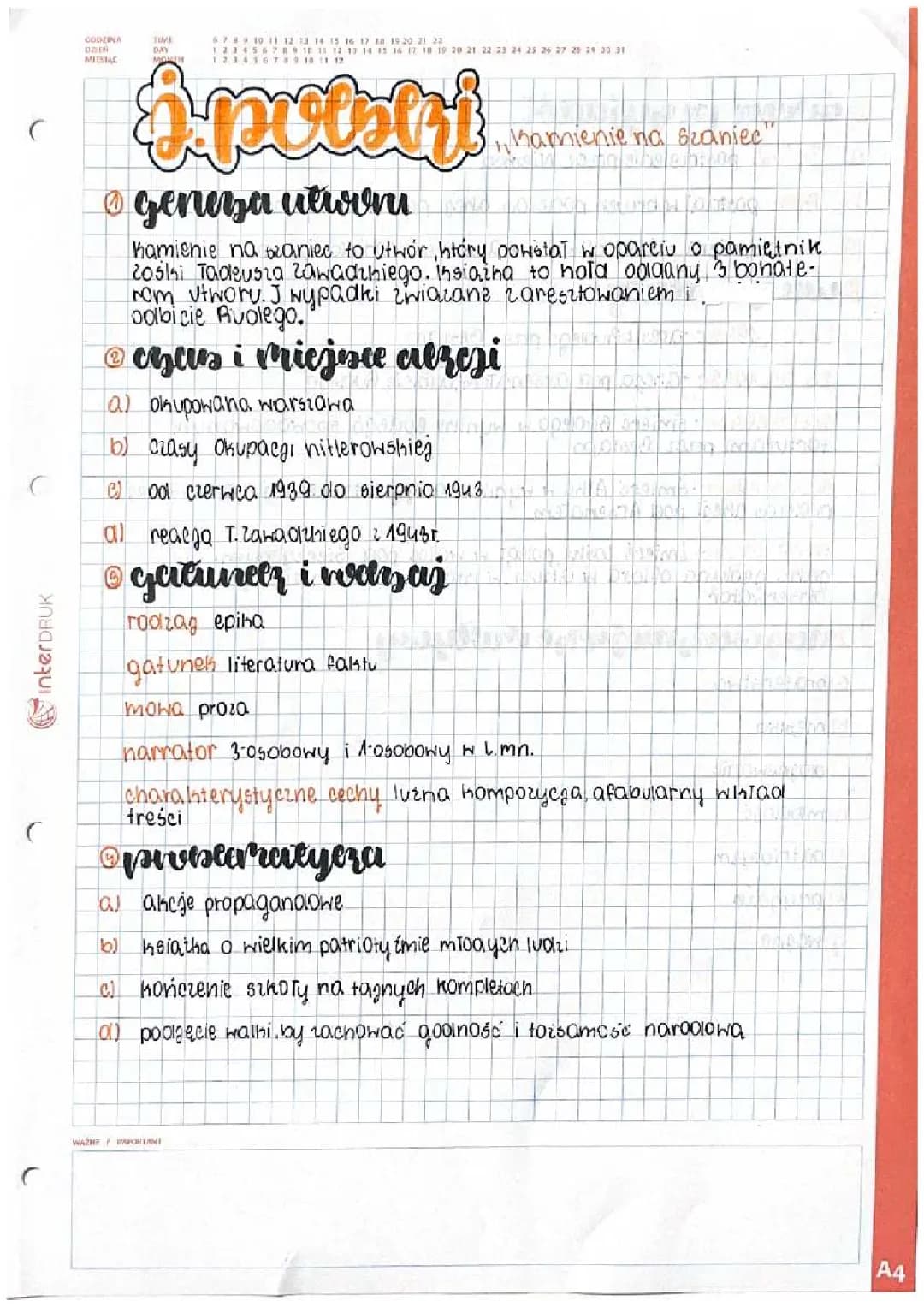 notatka z lektury ,,Kamienie na szaniec”