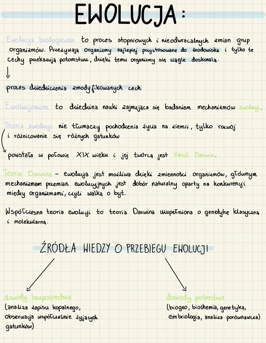 EWOLUCJA
Ewolucja biologiczna to proces stopniowych i nieodwracalnych zmian grup
organizmów. Przeżywają organizmy najlepiej przystosowane do