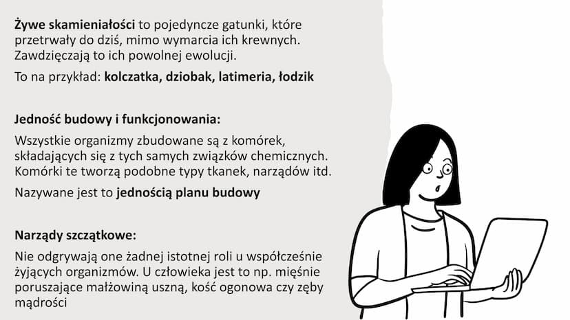 EWOLUCJA Ewolucja - proces stopniowych, ciągłych zmian organizmów,
prowadzący do powstawania nowych gatunków
Ewolucję potwierdzają bezpośred
