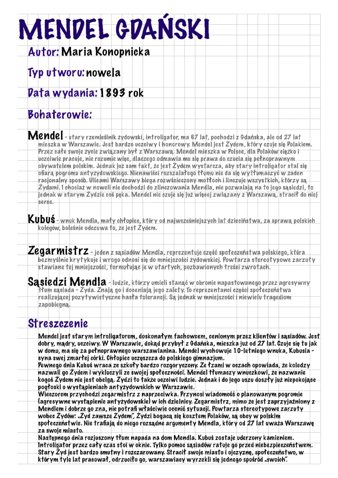 MENDEL GDAŃSKI Maria Konopnicka