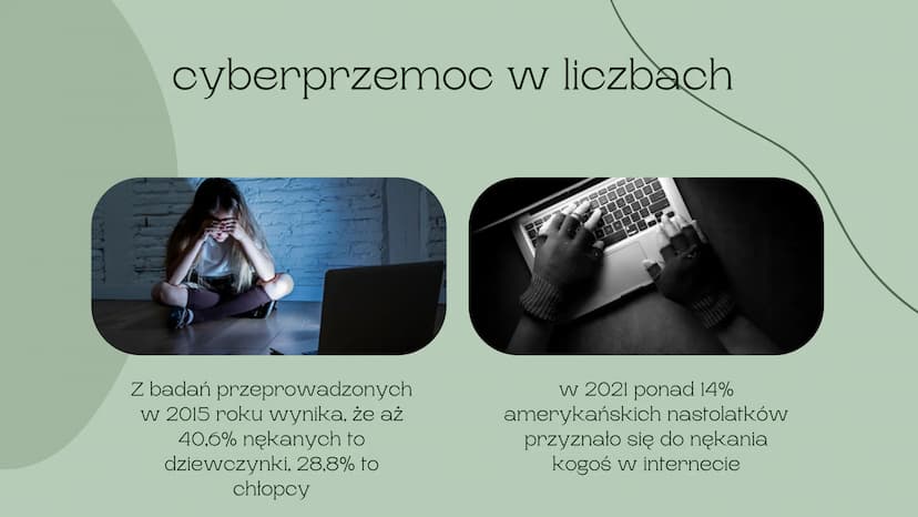 CYBERPRZEMOC
@wiktoria.0403
CZYLI CO WARTO WIEDZIEĆ co to jest
cyberprzemoc?
Krótko mówiąc przemoc z użyciem
elektroniki, najczęściej telefo