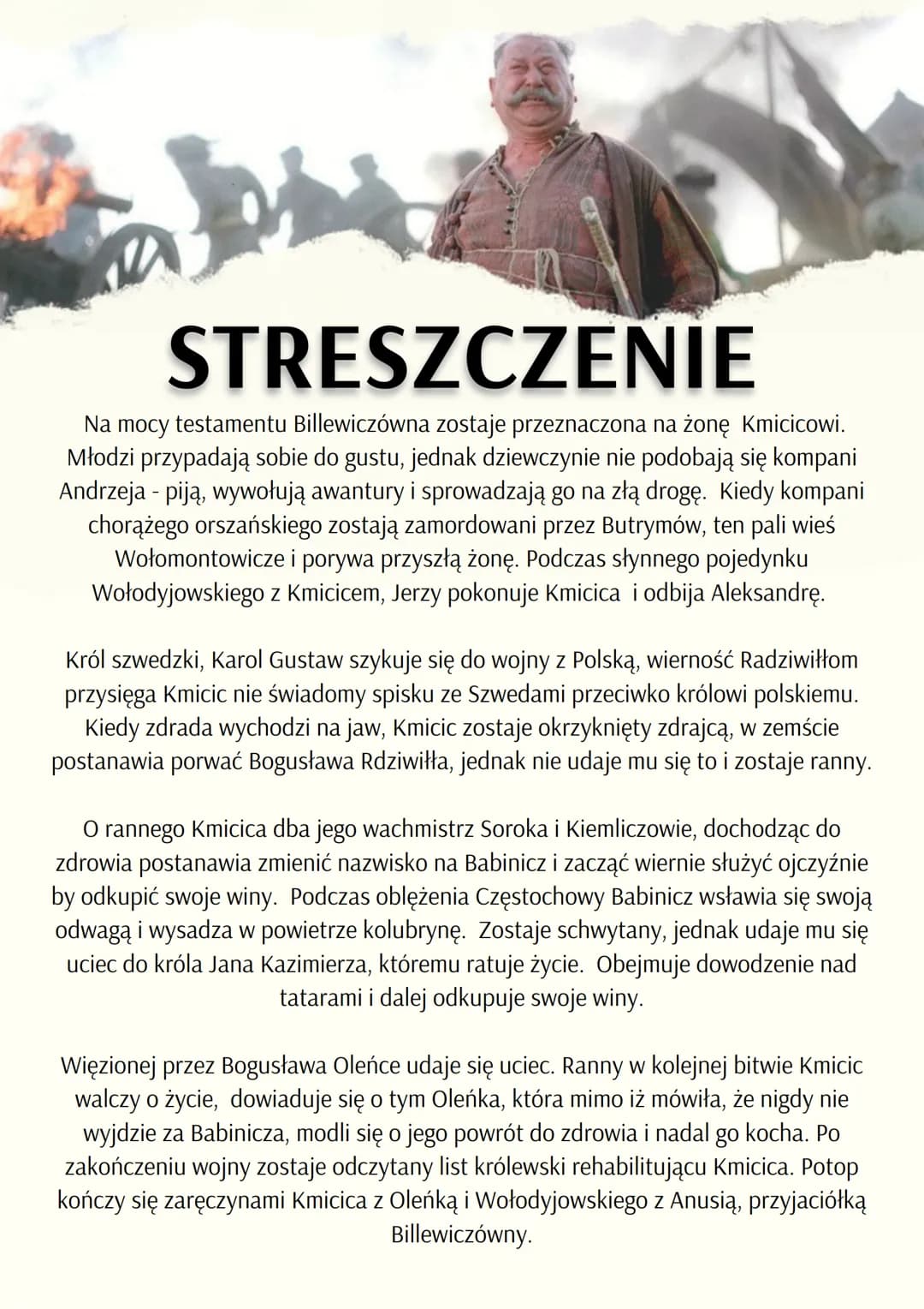 100
POTOP
TRYLOGIA
Ogniem i Mieczem (1884r)
Potop (1886r)
Pan Wołodyjowski (1887r)
CZAS I MIEJSCE AKCJI
lata 1655-1657, tereny
Rzeczypospoli