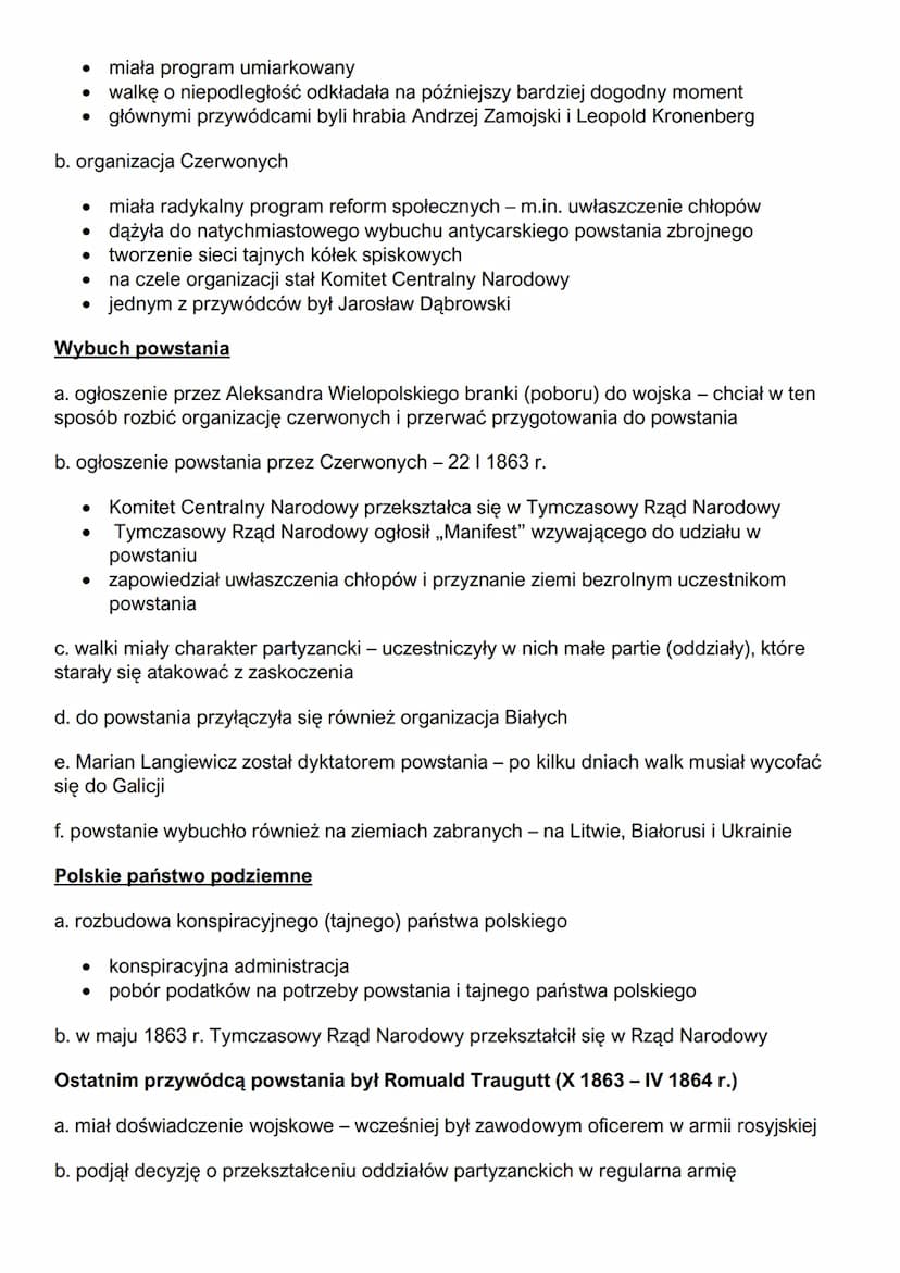 ZIEMIE POLSKIE PO WIOŚNIE LUDÓW
Powstanie styczniowe
- odwilż posewastopolska - okres reform w Rosji przeprowadzonych przez cara
Aleksandra 