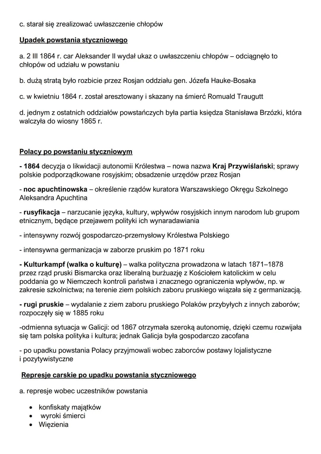 ZIEMIE POLSKIE PO WIOŚNIE LUDÓW
Powstanie styczniowe
- odwilż posewastopolska - okres reform w Rosji przeprowadzonych przez cara
Aleksandra 