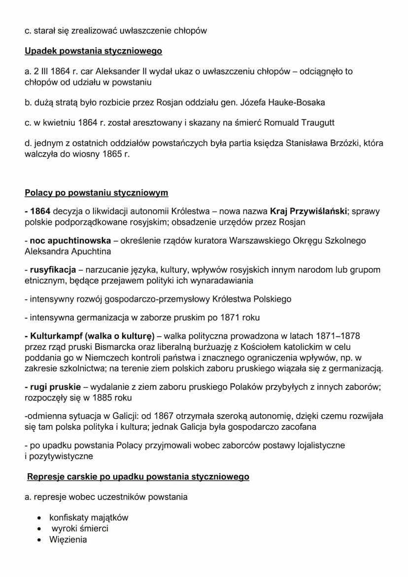 Ziemie Polskie Po Wiośnie Ludów Powstanie Styczniowe Ziemie Polskie Po Wiośnie Ludów – Sprawdzian i Quiz Klasa 7 (Historia