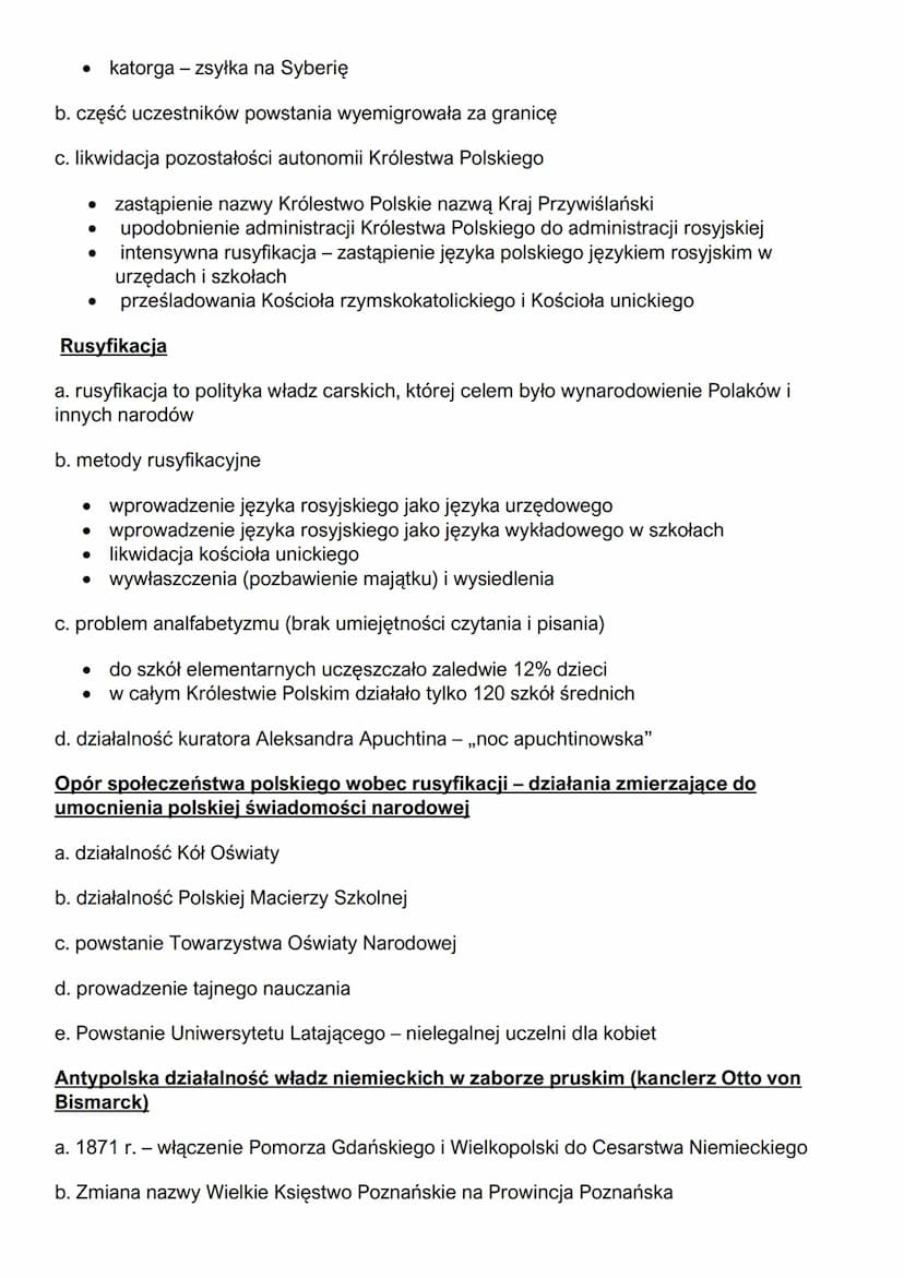 ZIEMIE POLSKIE PO WIOŚNIE LUDÓW
Powstanie styczniowe
- odwilż posewastopolska - okres reform w Rosji przeprowadzonych przez cara
Aleksandra 