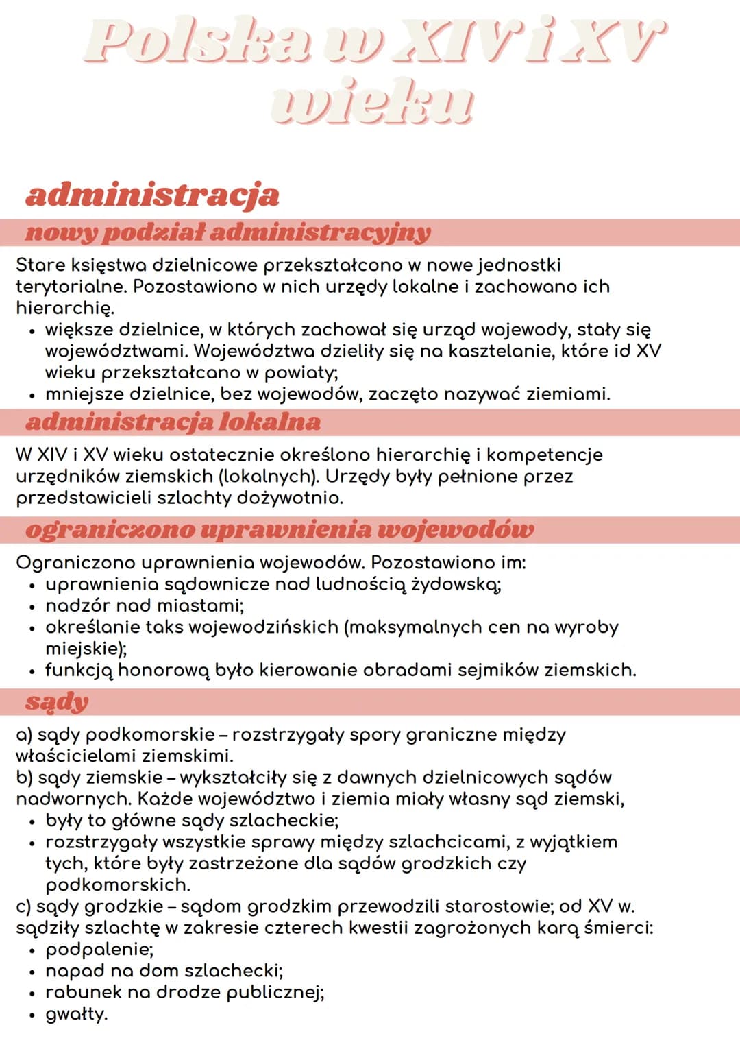 
<p>W dawnej Polsce istniał podział administracyjny zwany sądownictwem stanowym. Stare księstwa dzielnicowe zostały przekształcone w nowe je