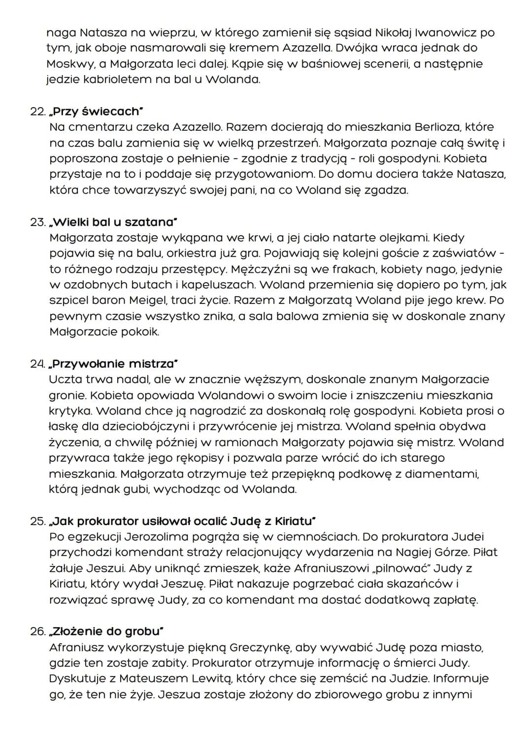 „Mistrz i Małgorzata" - Michail Bułkatow

Czas i miejsce akcji:
Powieść „Mistrz i Małgorzata składa się z trzydziestu dwóch rozdziałów oraz 