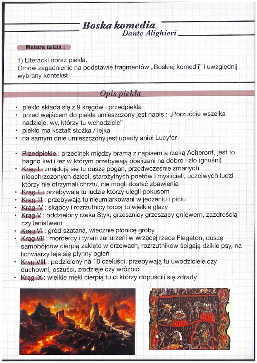 Boska komedia
Epoka literacka: średniowiecze
Dante Alighieri.
Gatunek: poemat epicki (obszerny wierszowany utwór narracyjny)
Czas i miejsce 