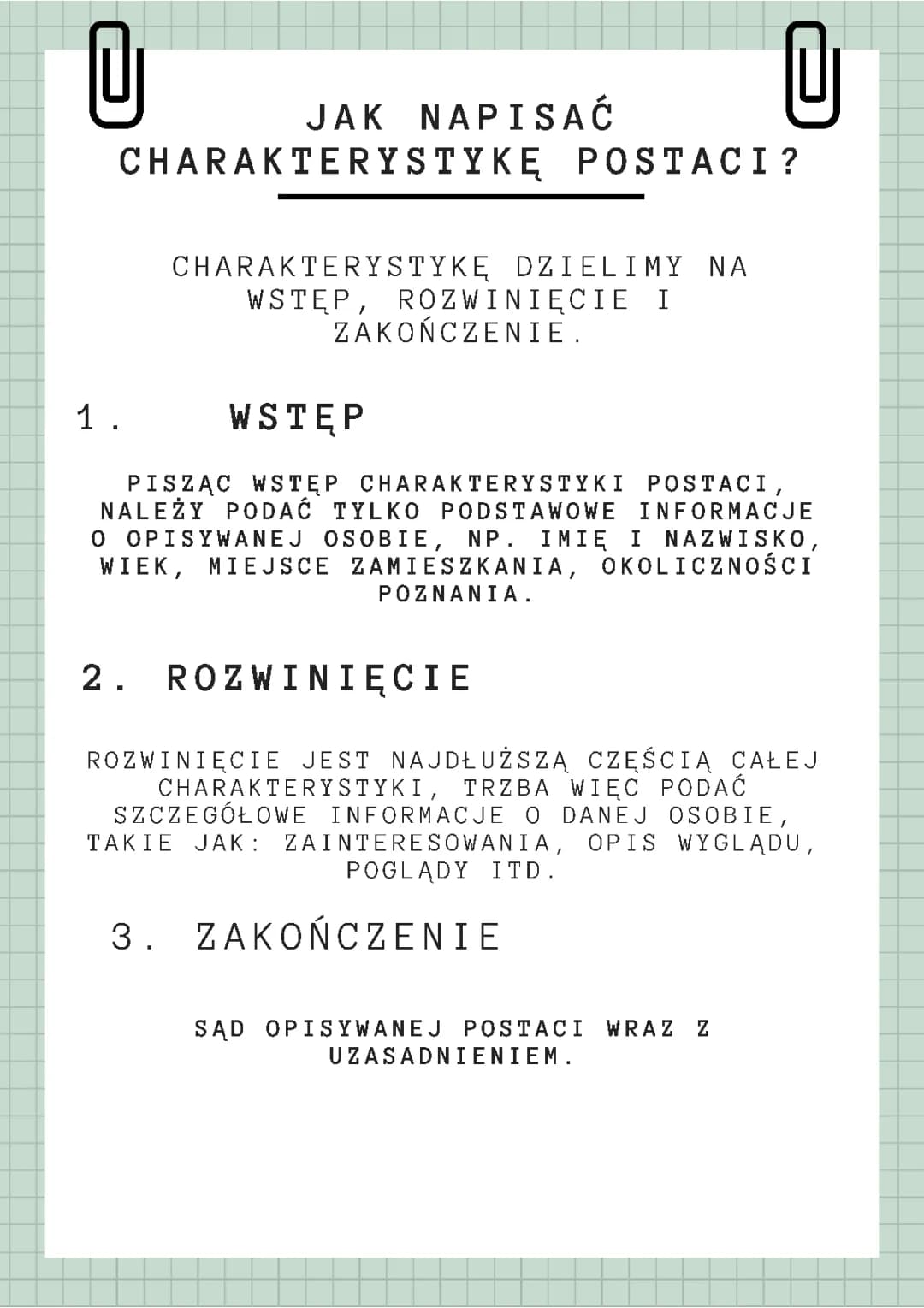 Jak napisać idealną charakterystykę postaci?