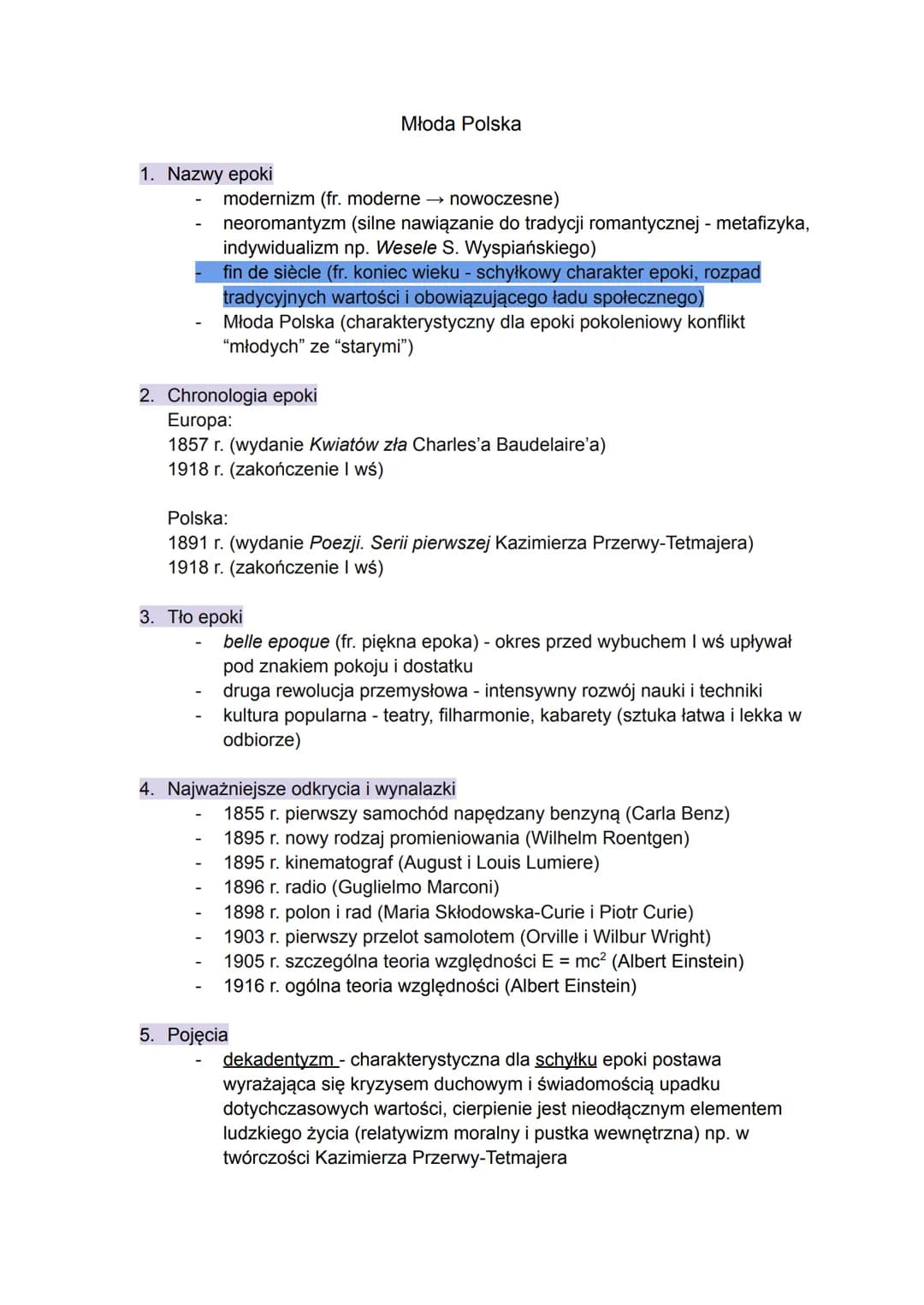 
<p>Młoda Polska, nazywana także modernizmem, neoromantyzmem oraz fin de siècle, była charakterystyczna dla epoki pokoleniowym konfliktem "m