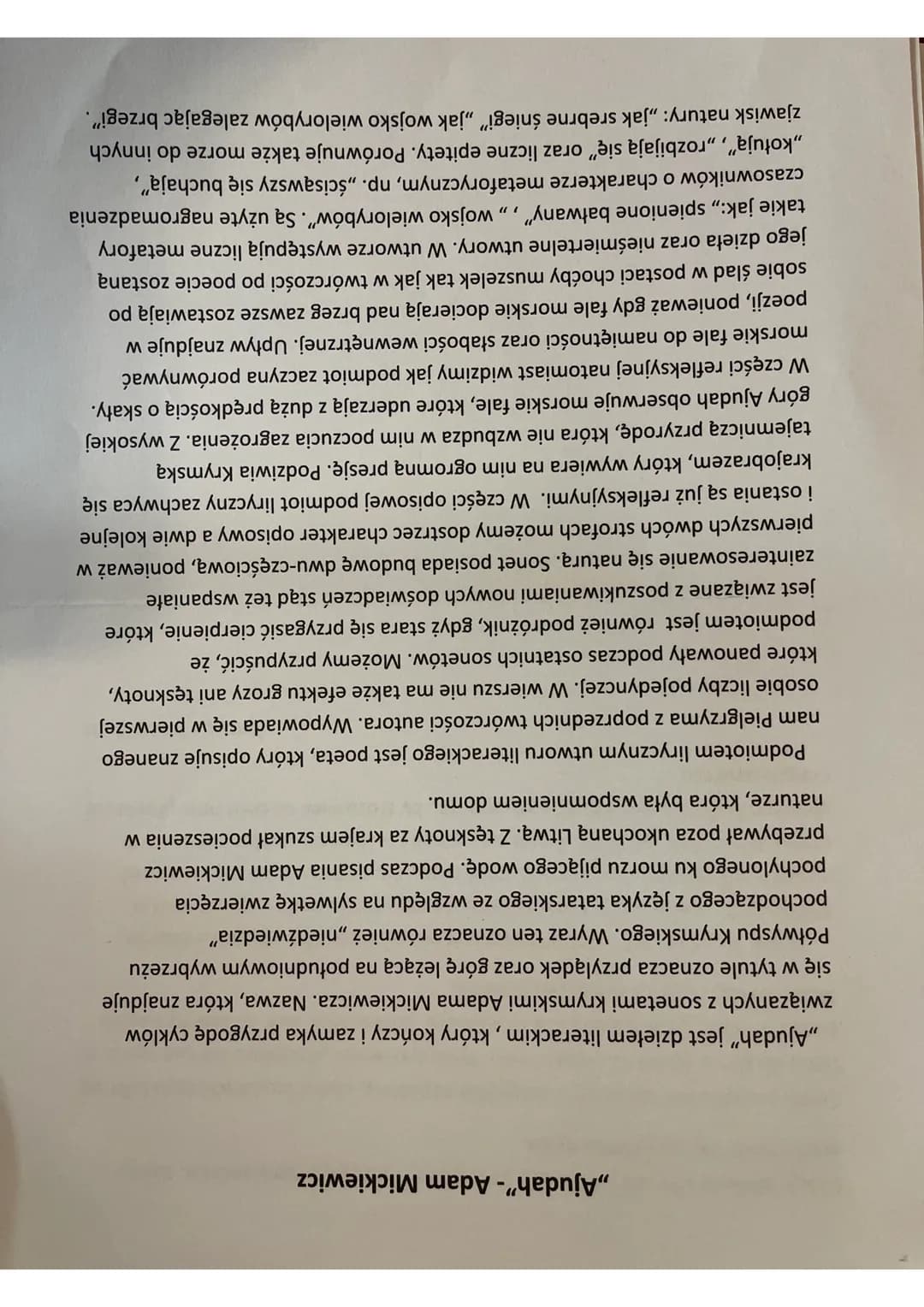 ,,Ajudah"- Adam Mickiewicz
,,Ajudah" jest dziełem literackim, który kończy i zamyka przygodę cyklów
związanych z sonetami krymskimi Adama Mi