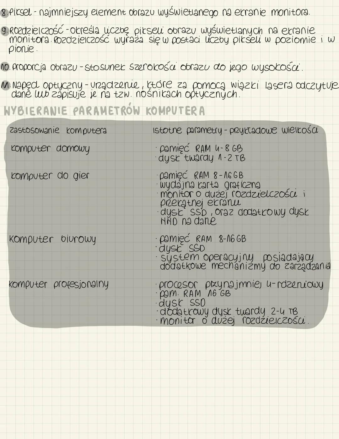 Komputer i urządzenia peryferyjne
Przykłady
procesor
Przeznaczenie
Pretwarzanie danych
Klawiatura, mysz, ekran
Wprowadzanie informacji dotyk