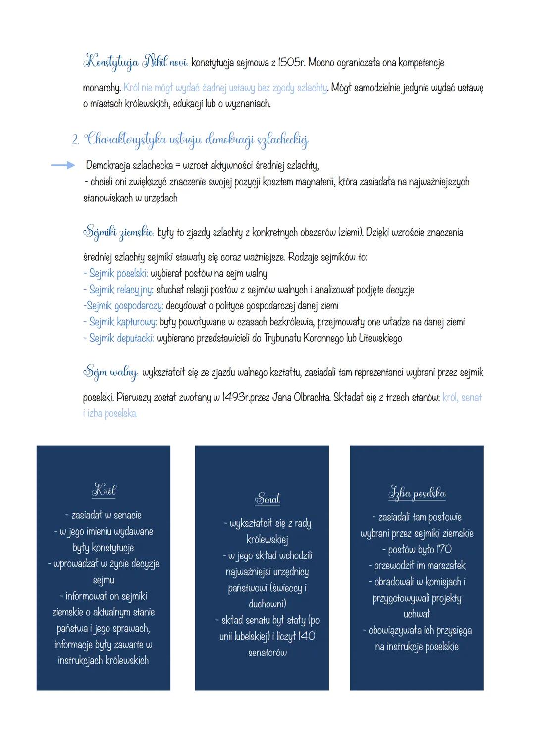 # W Rzeczypospolitej szlacheckiej

demokracja szlachecka - system panujący w XV i XVIw. w I Rzeczypospolitej. Cechował się przywilejami
szla