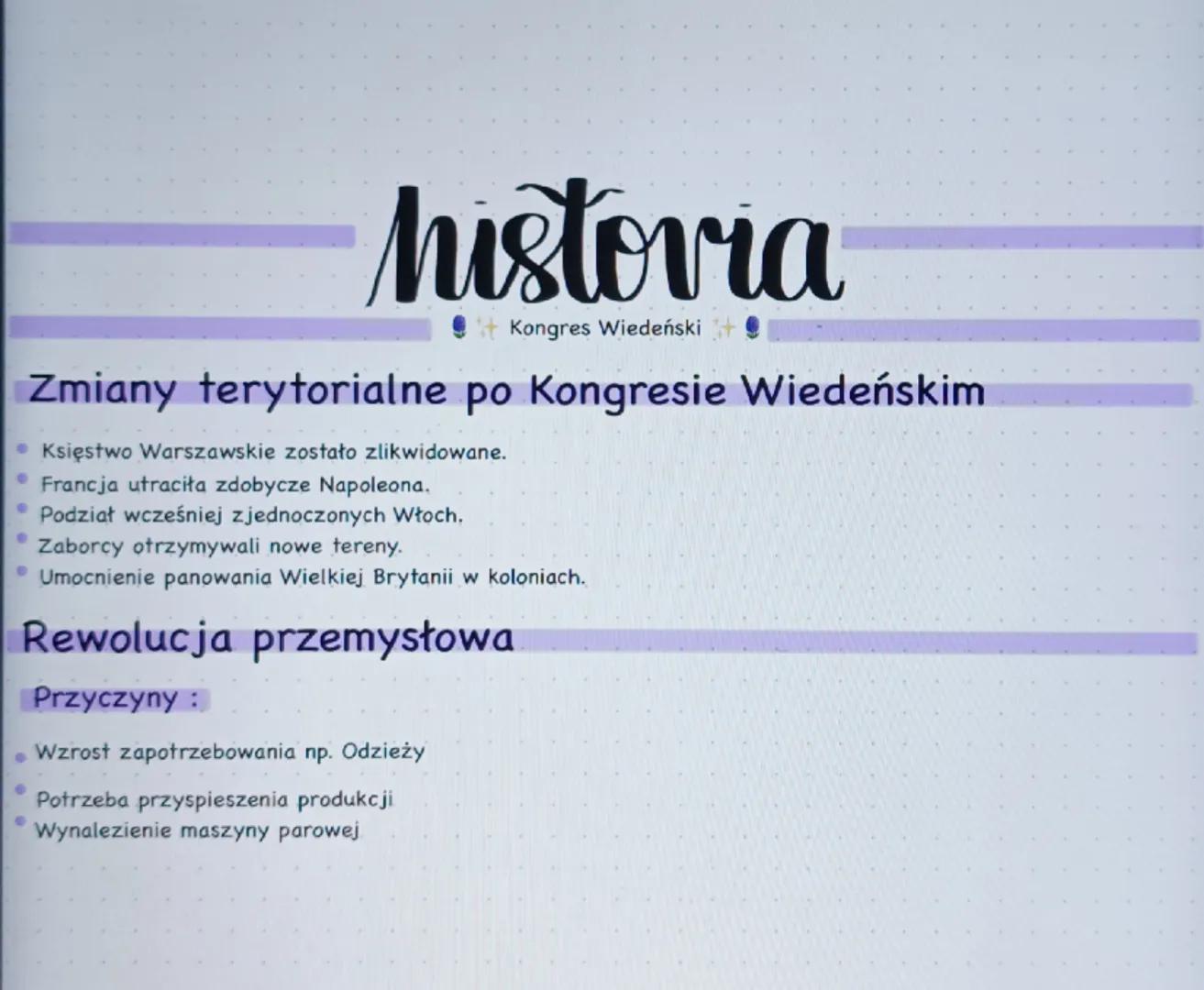 historia
Kongres Wiedeński +
Zmiany terytorialne po Kongresie Wiedeńskim
⚫ Księstwo Warszawskie zostało zlikwidowane.
• Francja utraciła zdo