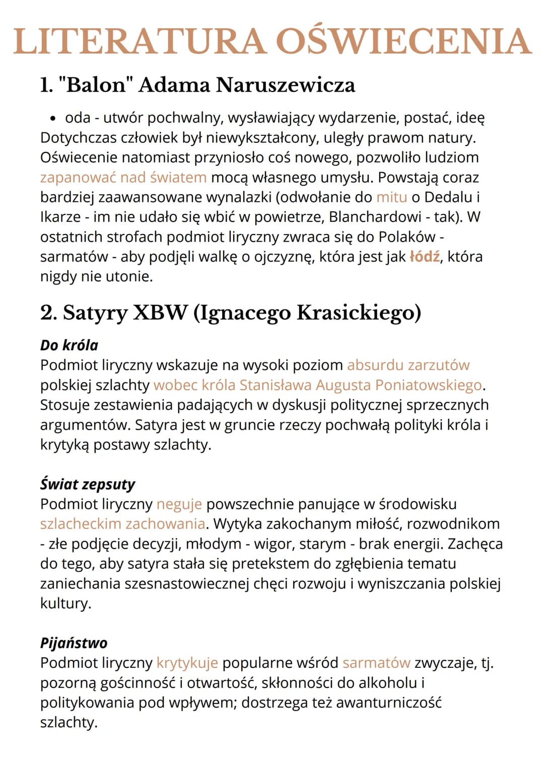 LITERATURA OŚWIECENIA
1. "Balon" Adama Naruszewicza
oda - utwór pochwalny, wysławiający wydarzenie, postać, ideę
Dotychczas człowiek był nie