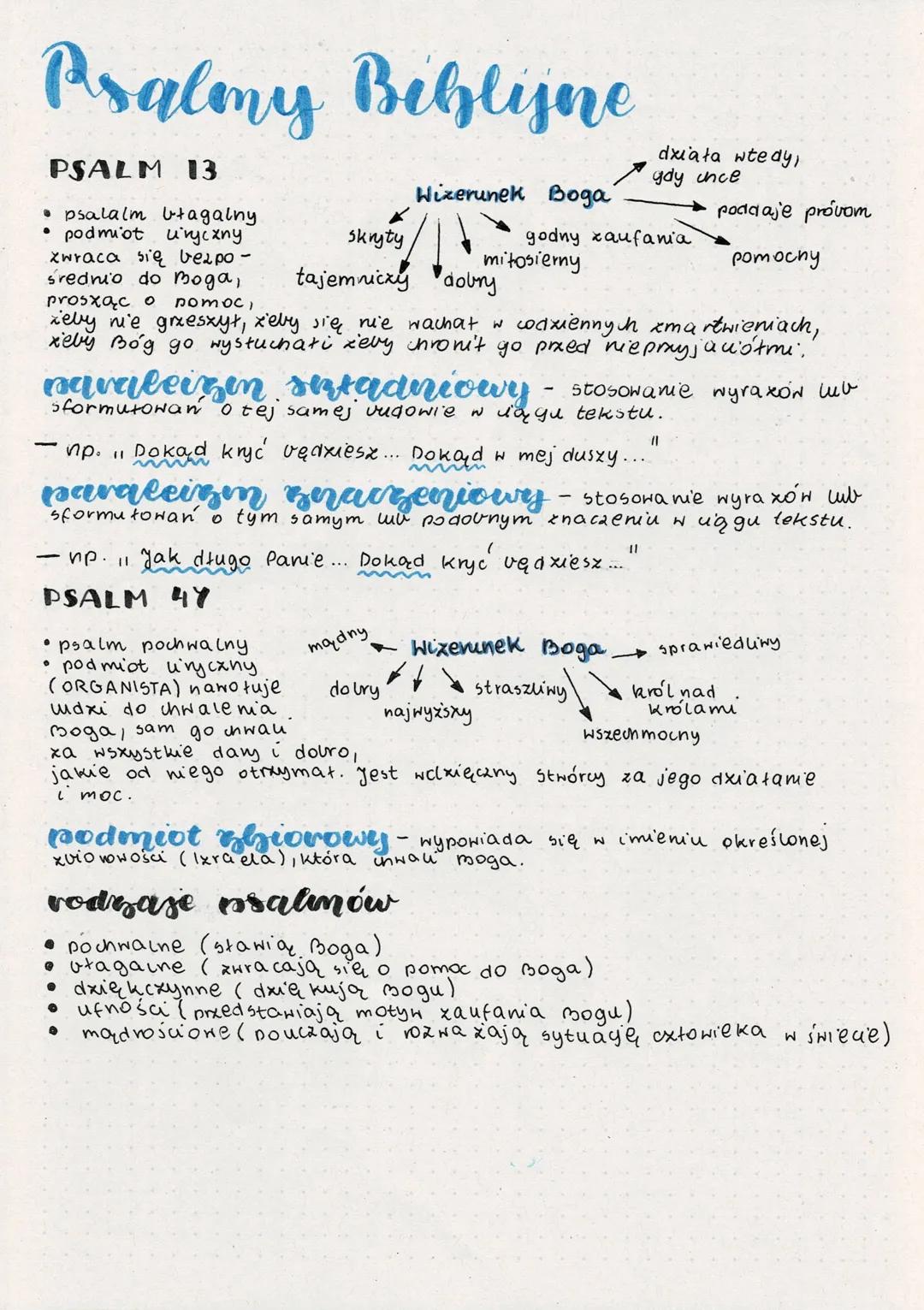 # Psalmy Biblijne

PSALM 13

*   psalalm błagalny
*   podmiot ungyczny
zwraca się bezpo-
srednio do moga,
prosxąc o pomoc,
xeby nie grzeszył