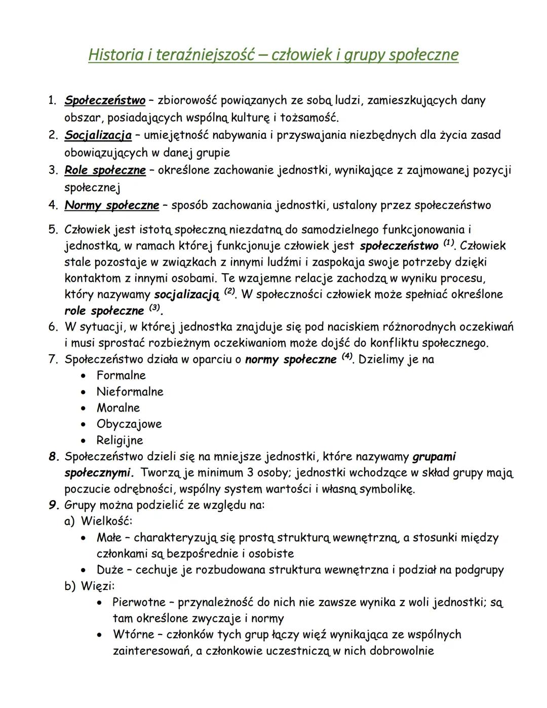 1. Społeczeństwo - zbiorowość powiązanych ze sobą ludzi, zamieszkujących dany
obszar, posiadających wspólną kulturę i tożsamość.
2. Socjaliz