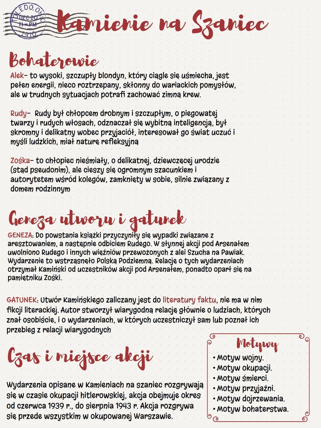 EDO.O
IFC 2
H=PM
1910
Kamienie na Szaniec
Bohaterowie
Alek- to wysoki, szczupły blondyn, który ciągle się uśmiecha, jest
peten energii, niec