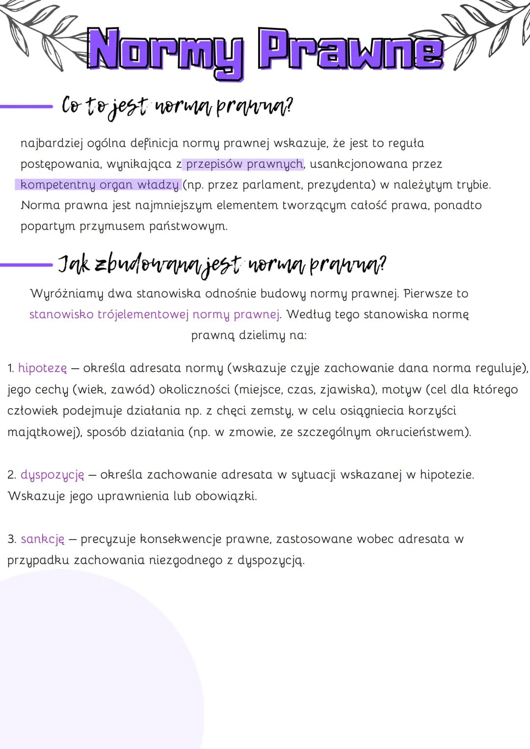 Normy Prawne
Co to jest norma prawna?
najbardziej ogólna definicja normy prawnej wskazuje, że jest to reguła
postępowania, wynikająca z prze