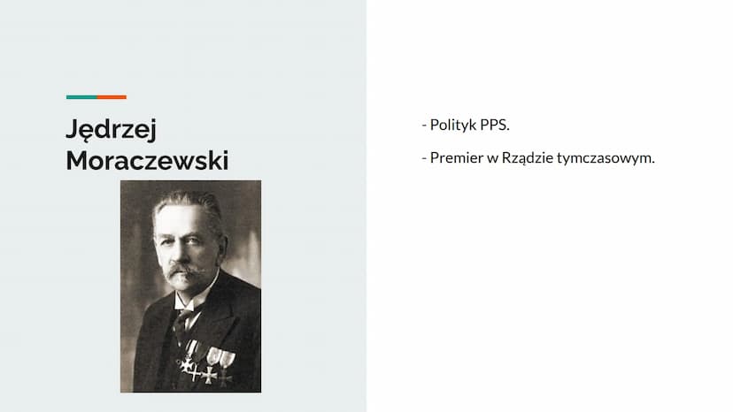 Polska w okresie
międzywojennym
Postacie historyczne Ignacy Daszyński
- Polski polityk socjalistyczny.
- Stał na czele powołanego w Lublinie