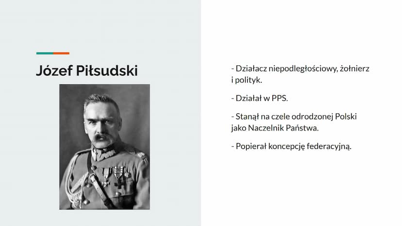 Polska w okresie
międzywojennym
Postacie historyczne Ignacy Daszyński
- Polski polityk socjalistyczny.
- Stał na czele powołanego w Lublinie