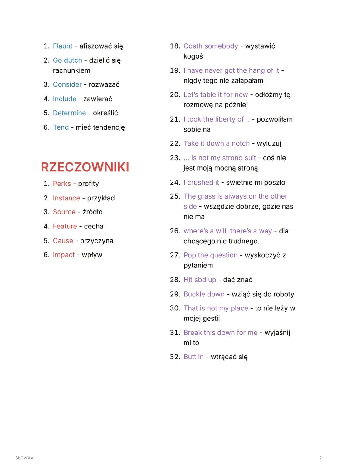 SŁÓWKA
SŁÓWKA
PRZYMIOTNIKI
1. Failure - niepowodzenie
2. Fair - jasny
3. Remove - usunąć
-
4. Related związany z
5. Pumb pulchny
6. Require 